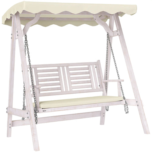 2 Seater Patio Swing With Stand, Canopy & Cushion