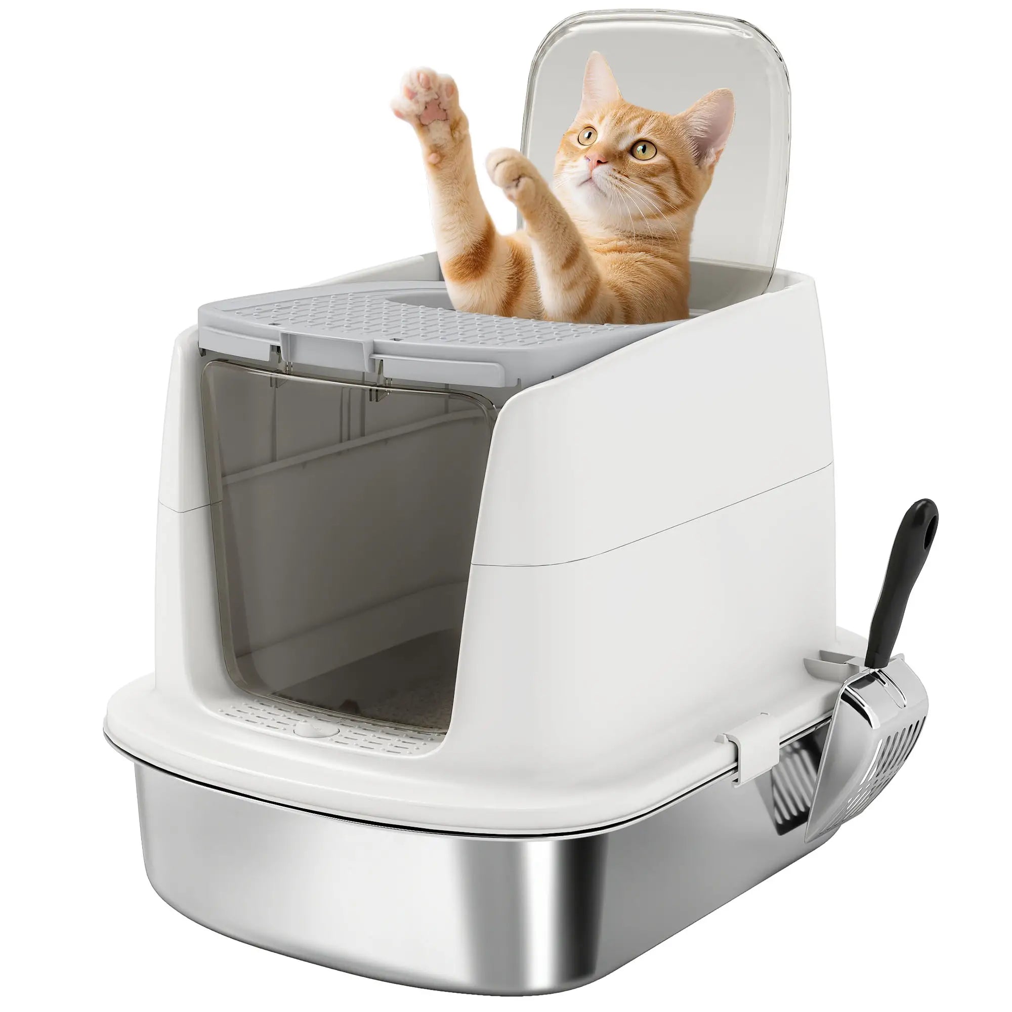 Large Stainless Steel Litter Box, Enclosed Metal Cat Litter Tray Cat Litter Box Enclosures at Gallery Canada