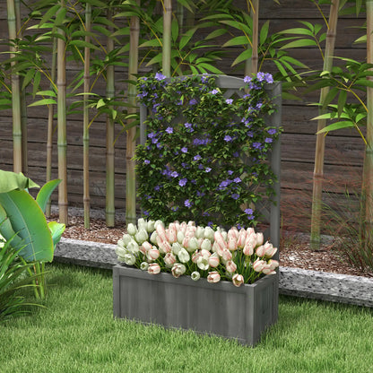 Wood Planter With Trellis, Raised Garden Bed, 28" x 11" x 46", Grey Wooden Planter Boxes at Gallery Canada
