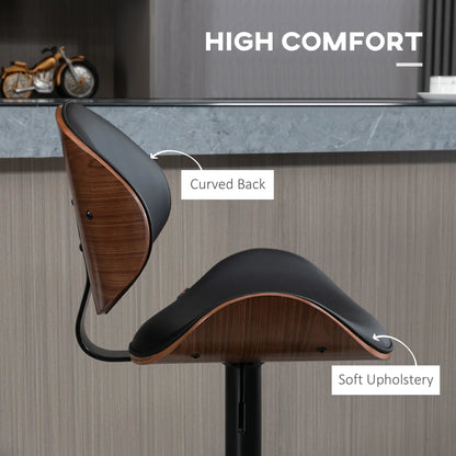 Modern PU Leather Swivel Bar Stools, Set of 2, Adjustable with Footrest, Black Bar Stools at Gallery Canada
