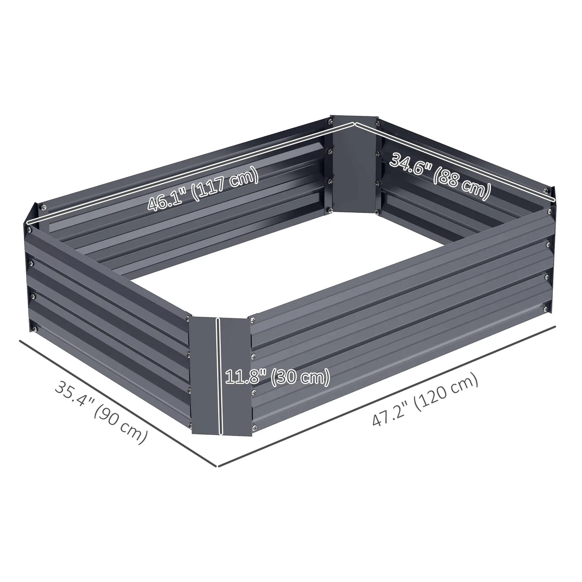 Galvanized Raised Garden Bed, 4' x 3' x 1', Outdoor Metal Planter Box, Dark Grey Galvanized Planter Boxes at Gallery Canada