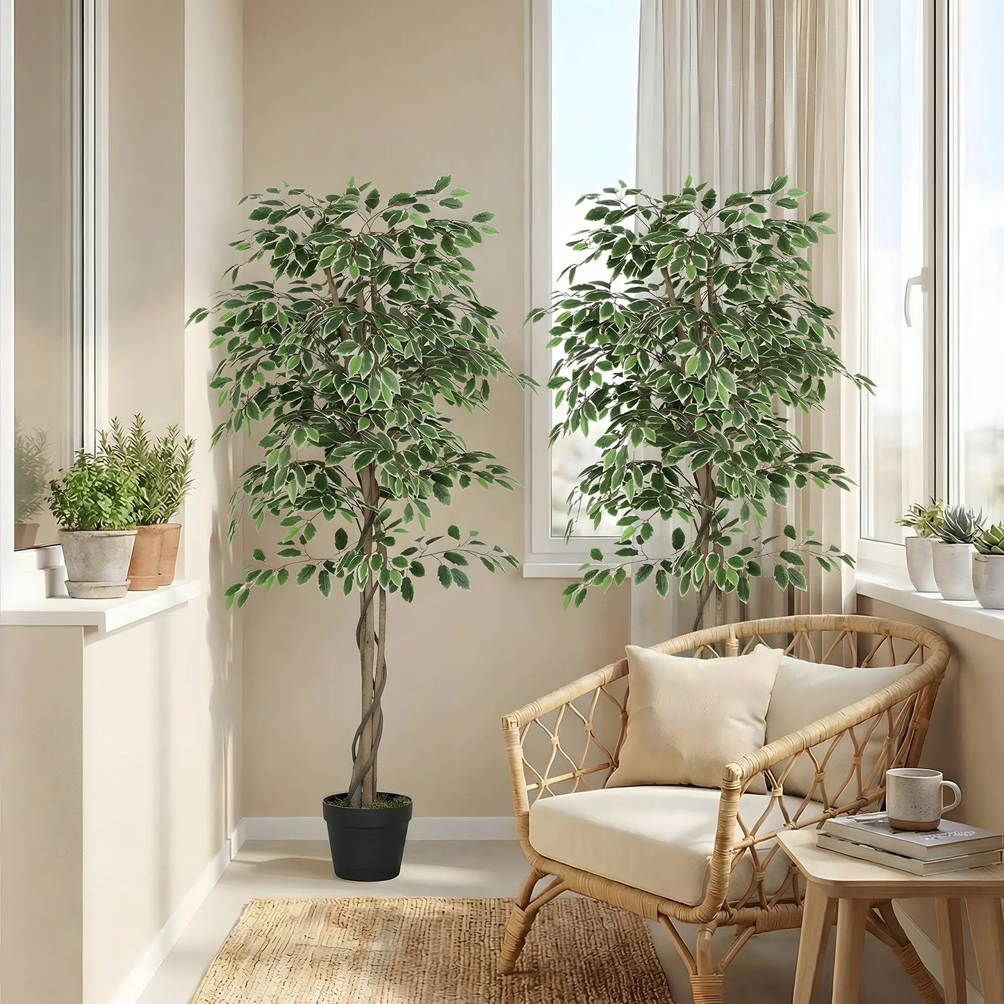 5.3 FT Artificial Ficus Tree With Pot, Indoor Home Office Decor Artificial Trees at Gallery Canada