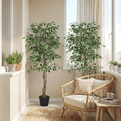 5.3 FT Artificial Ficus Tree With Pot, Indoor Home Office Decor Artificial Trees at Gallery Canada