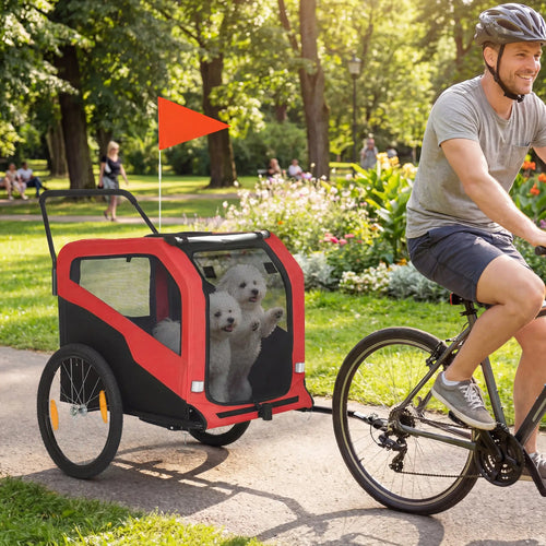 2-in-1 Dog Bike Trailer, Large, Red
