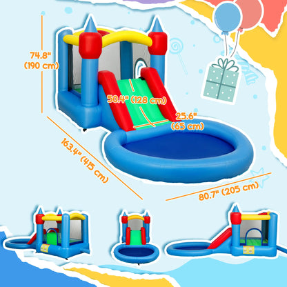 Inflatable Bounce House with Slide, Basketball, Ball Pit, 163" x 81" x 75" Inflatables at Gallery Canada