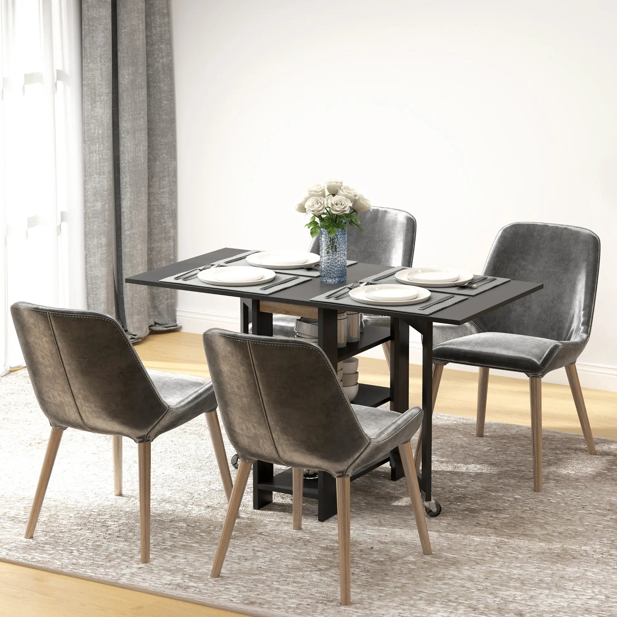 Folding Dining Table With Storage, Drop Leaf Kitchen Table, Black Bar Tables & Dining Tables at Gallery Canada