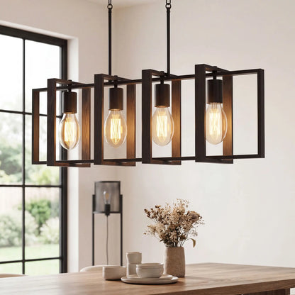 Farmhouse Kitchen Island Linear Pendant Light, 4 Rotatable Frames, Black Floor Lamps & Ceiling Fan Lights at Gallery Canada