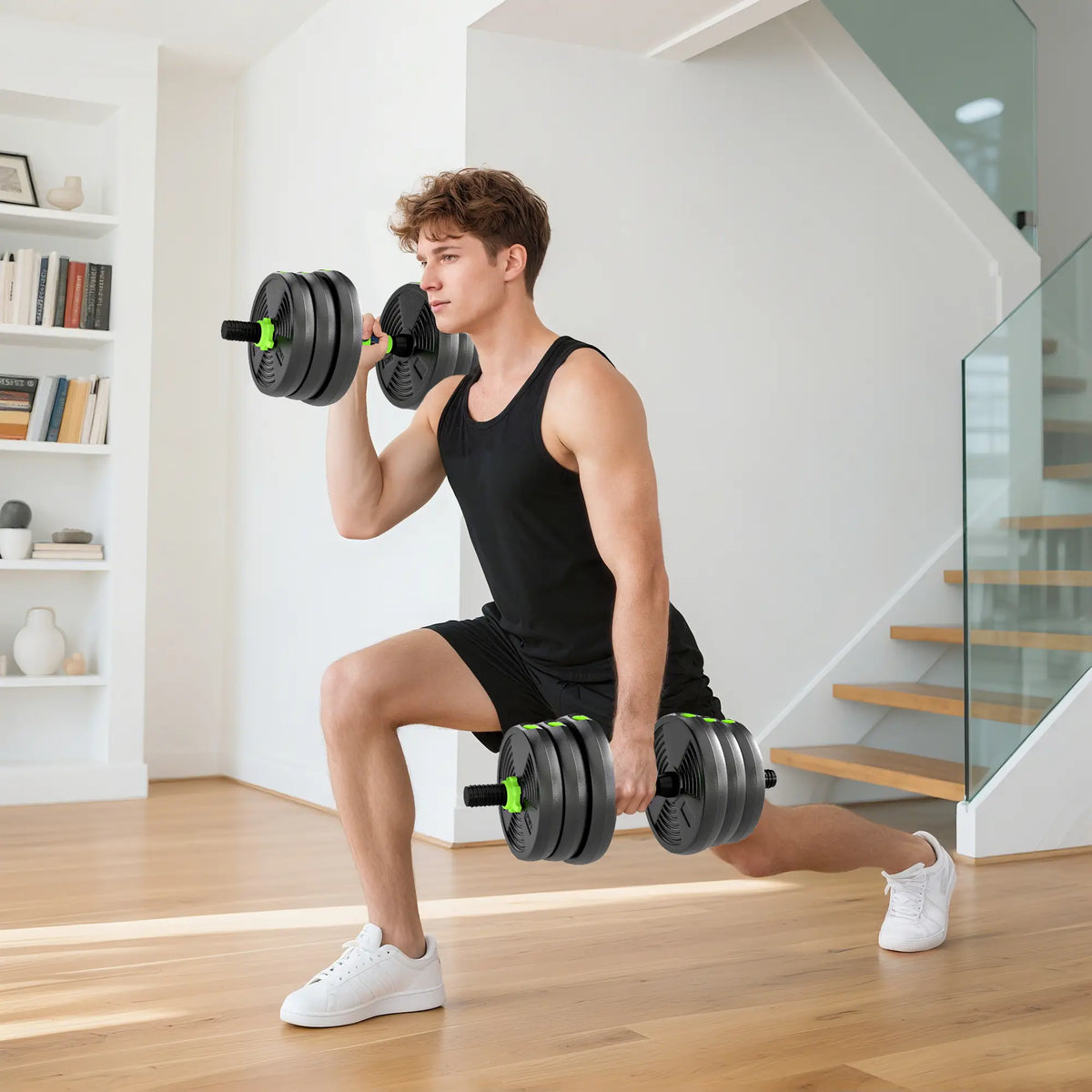 Adjustable Dumbbell Set, 3 in 1 Weights, 55lb with Connector, Non-Slip Grip Dumbbells & Barbells at Gallery Canada