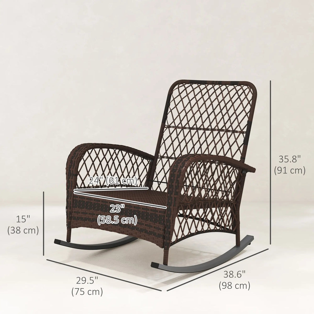 Outdoor Wicker Rattan Rocking Chair Set of 2, Patio Rocker with Cushions, Grey Outdoor Rocking Chairs at Gallery Canada