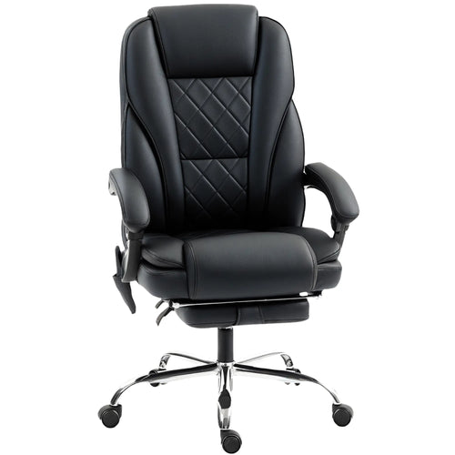 Massage Office Chair, Reclining Computer Chair, Adjustable Height, Footrest, Black