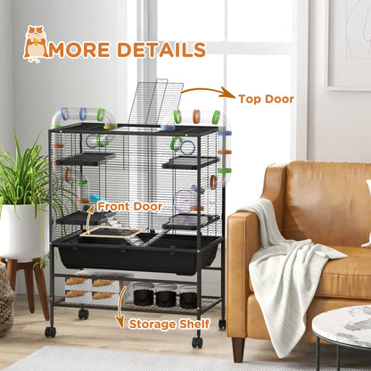 43" Rolling Hamster Cage, Tunnel Tube System, Storage Shelf, Exercise Wheel Hamster Cages at Gallery Canada