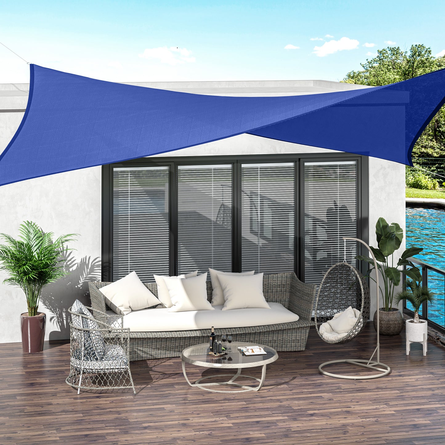 Rectangle 20'x 16' Sun Shade Sail Top Cover Fabric Outdoor Shelter Backyard Window Garden Carrying Bag Blue Shade Sails at Gallery Canada