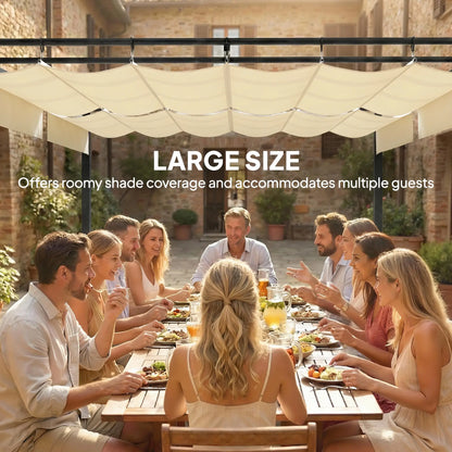 19' x 10' Pergola, Retractable Canopy, UV50+, Cream Pergolas at Gallery Canada
