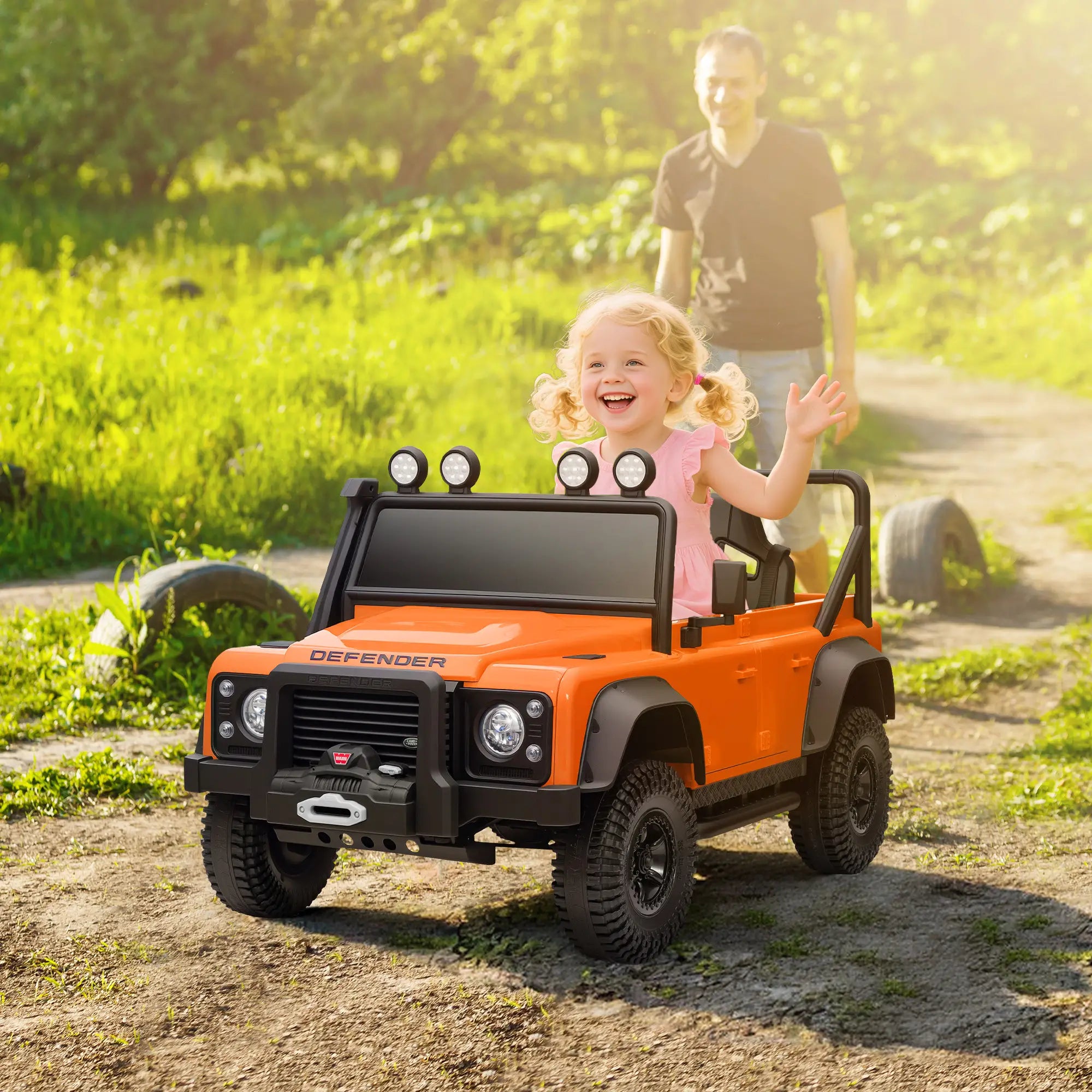 Kids Ride On Truck, Remote Control, Spring Suspension, LED Lights, 3 Speed, Ages 3-5, Orange Electric Toy Cars at Gallery Canada