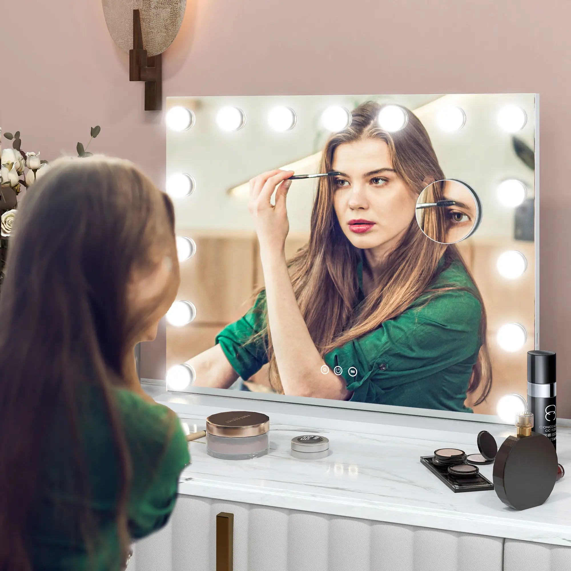 Hollywood Makeup Mirror With Lights, 3 Lighting Modes, USB Charging, White Dressing & Vanity Tables at Gallery Canada