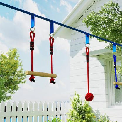 32.8' Kids Ninja Warrior Course, Swing, Monkey Bars, Ladder, Gym Rings, Blue Gym Sets & Swings at Gallery Canada
