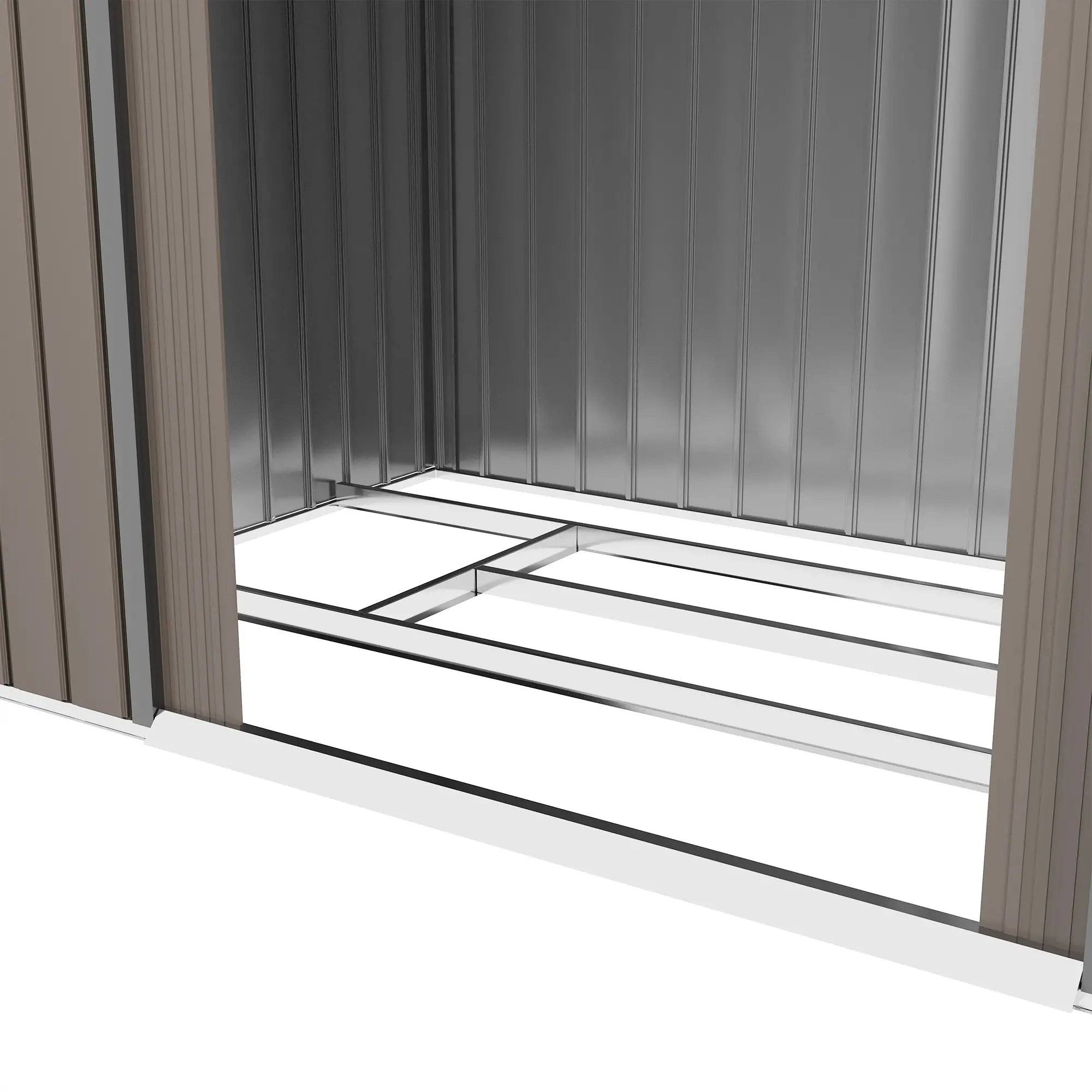 7' x 4' x 6' Garden Storage Shed, Metal, Double Doors, Brown Sheds at Gallery Canada