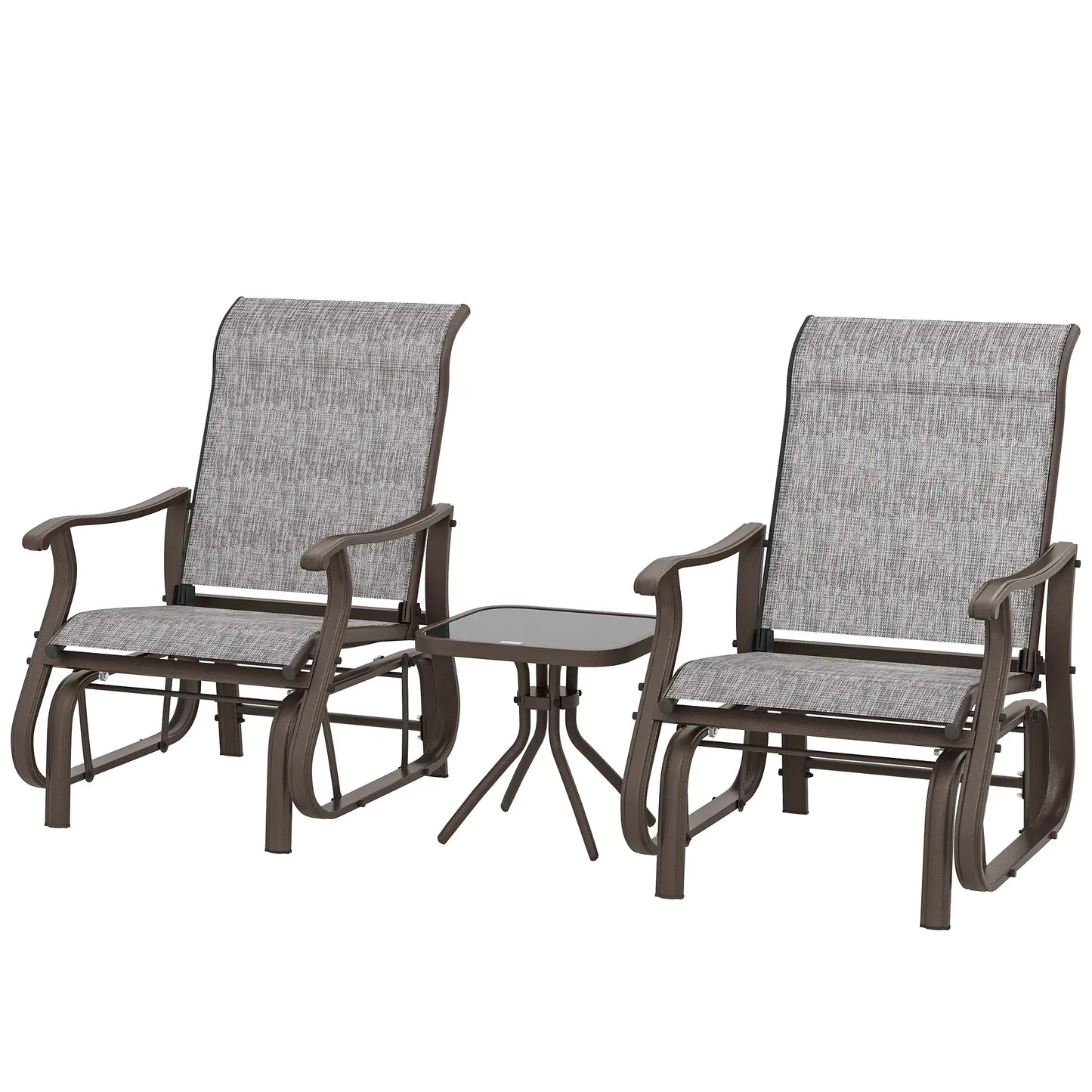 3 Pc Gliding Rocking Chair Bistro Tea Table Set, Grey Bistro Sets Grey at Gallery Canada