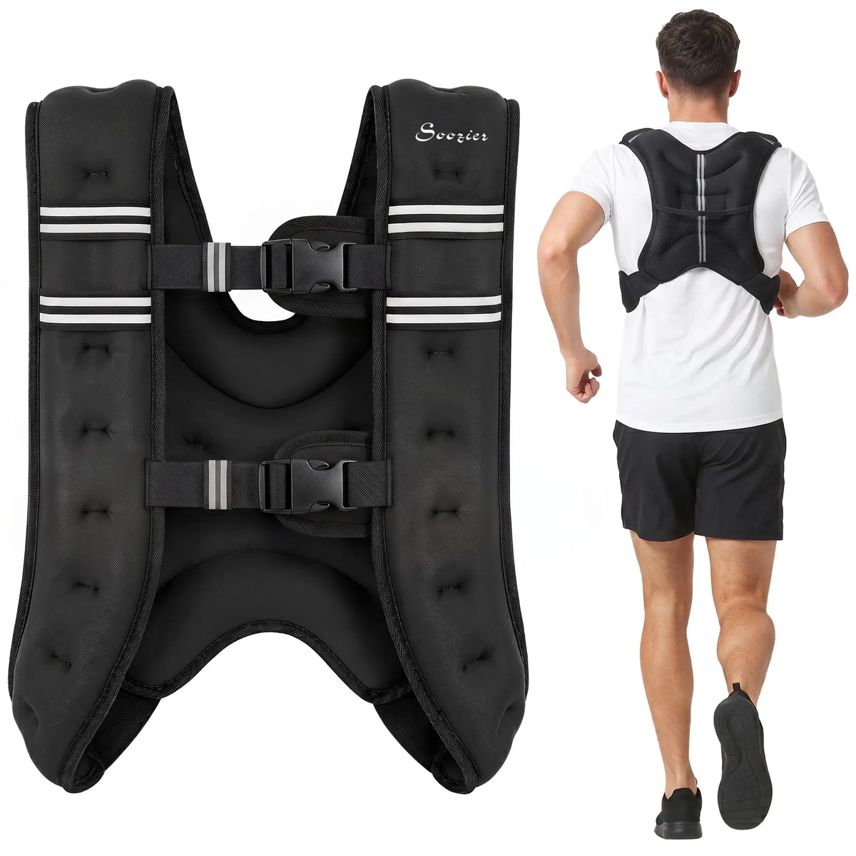 22 lbs Weighted Vest, Adjustable Straps, Pocket, Reflective Strips, Men Women Strength Training Equipment at Gallery Canada
