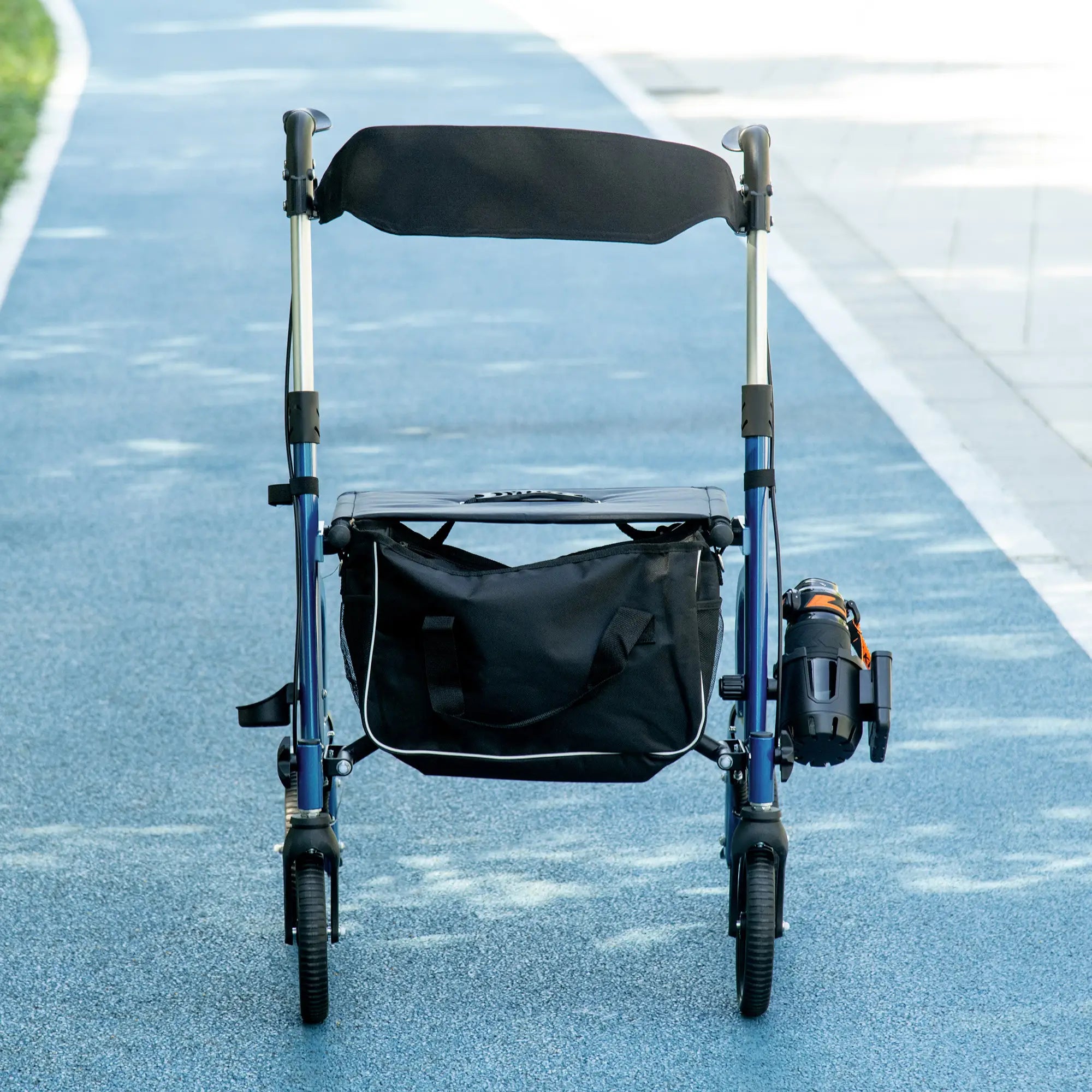 Rollator Walker, 8'' Wheels, Padded Seat, Backrest, Storage Bag, Blue Knee Walker & Wheelchair Ramps at Gallery Canada