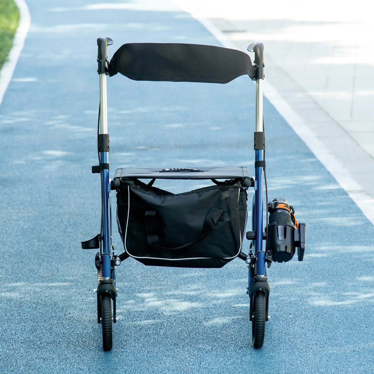Rollator Walker, 8'' Wheels, Padded Seat, Backrest, Storage Bag, Blue Knee Walker & Wheelchair Ramps at Gallery Canada
