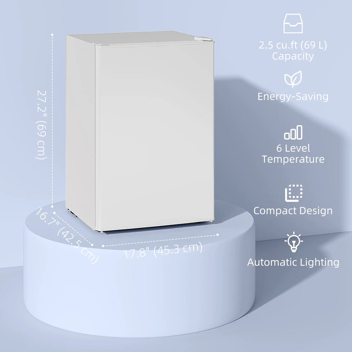 2.5 Cu.Ft Mini Fridge, Single Door, Freezer, Adjustable Thermostat, White Small Kitchen Appliances at Gallery Canada