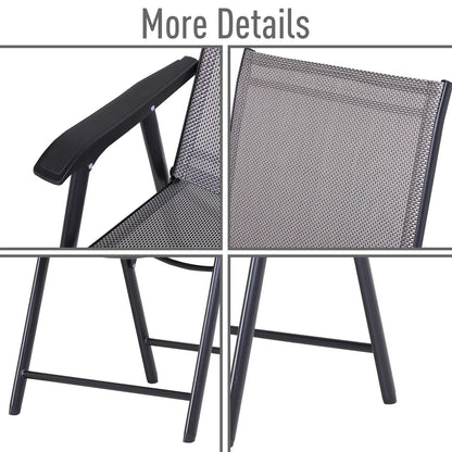 2-Piece Folding Dining Chair Set, Outdoor Furniture with Armrests, Grey Patio Chairs at Gallery Canada