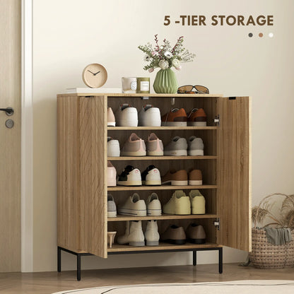 Shoe Storage Cabinet for 15 Pairs, Adjustable Shelves, Oak Shoe Storage Cabinets & Racks at Gallery Canada