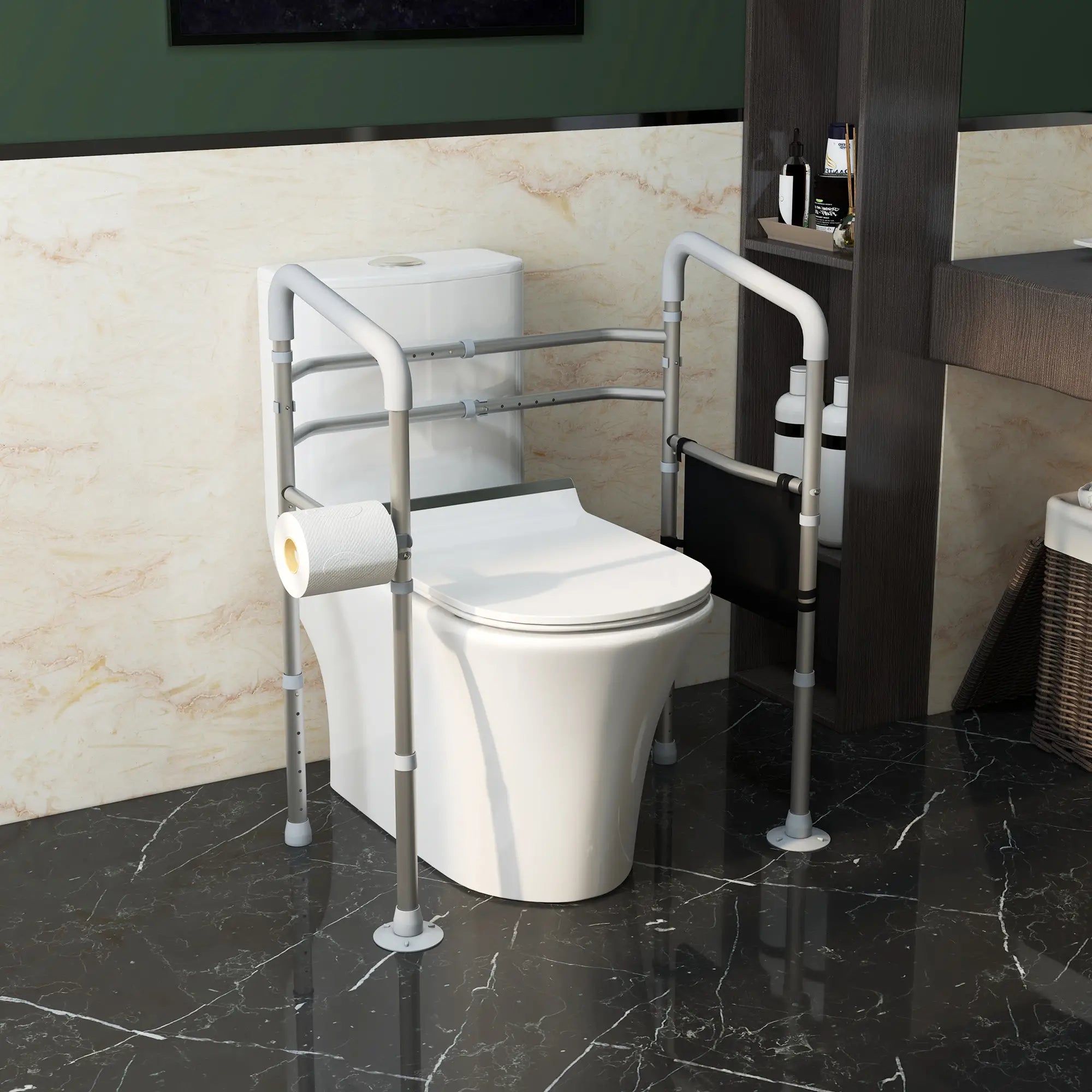 Stand Alone Toilet Safety Frame, Adjustable Height Width, 300lb Grab Bar, Padded Handles Bath Accessories at Gallery Canada