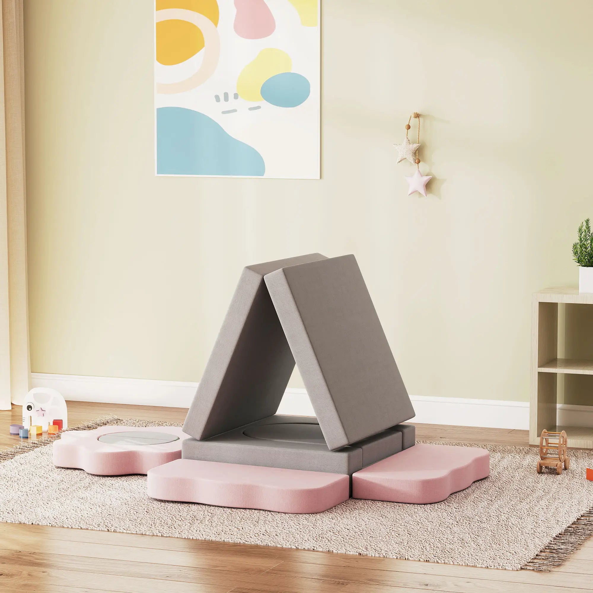 12-Piece Climbing Toys for Toddlers, Indoor Play Set, Grey Kids Gym & Playmats at Gallery Canada