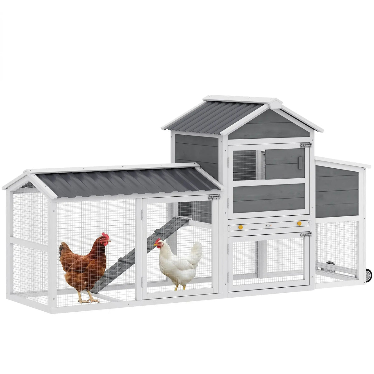 Mobile Chicken Coop With Wheels, 80" L, Wooden Hen House With Run Chicken Coops at Gallery Canada