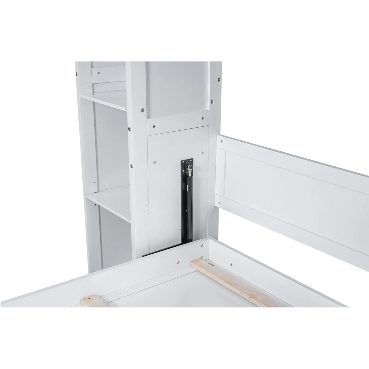 Murphy Bed with Shelves, LED Lights, 97.5" L x 84.5" W x 88.5" H, White Bed Frames at Gallery Canada
