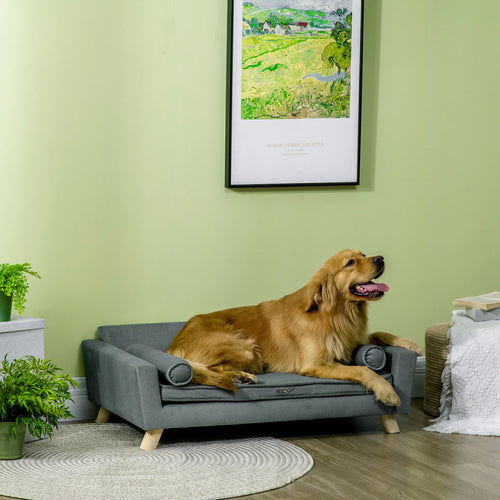 Dog Sofa Bed, Removable Pillows, Washable Cushion, Water-resistant, Medium Large, Grey
