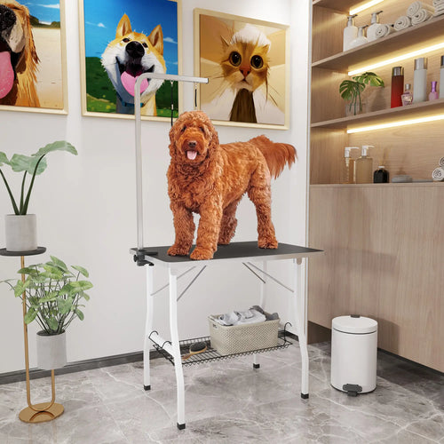 Dog Grooming Table, Adjustable Arm, Mesh Tray, 35