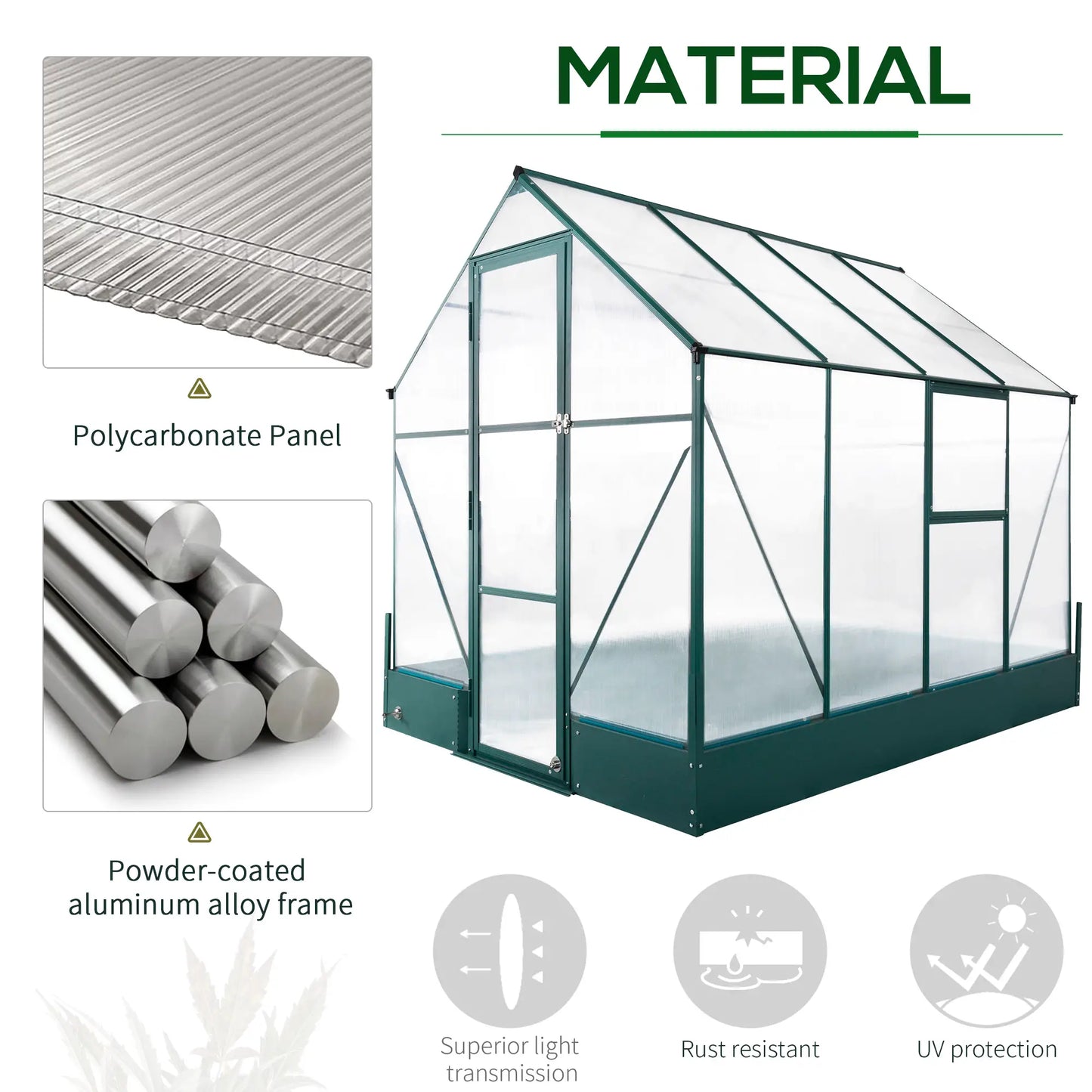 8.2' x 6.2' Greenhouse, Aluminum Frame, Temperature Controlled Window Walk In Greenhouses at Gallery Canada