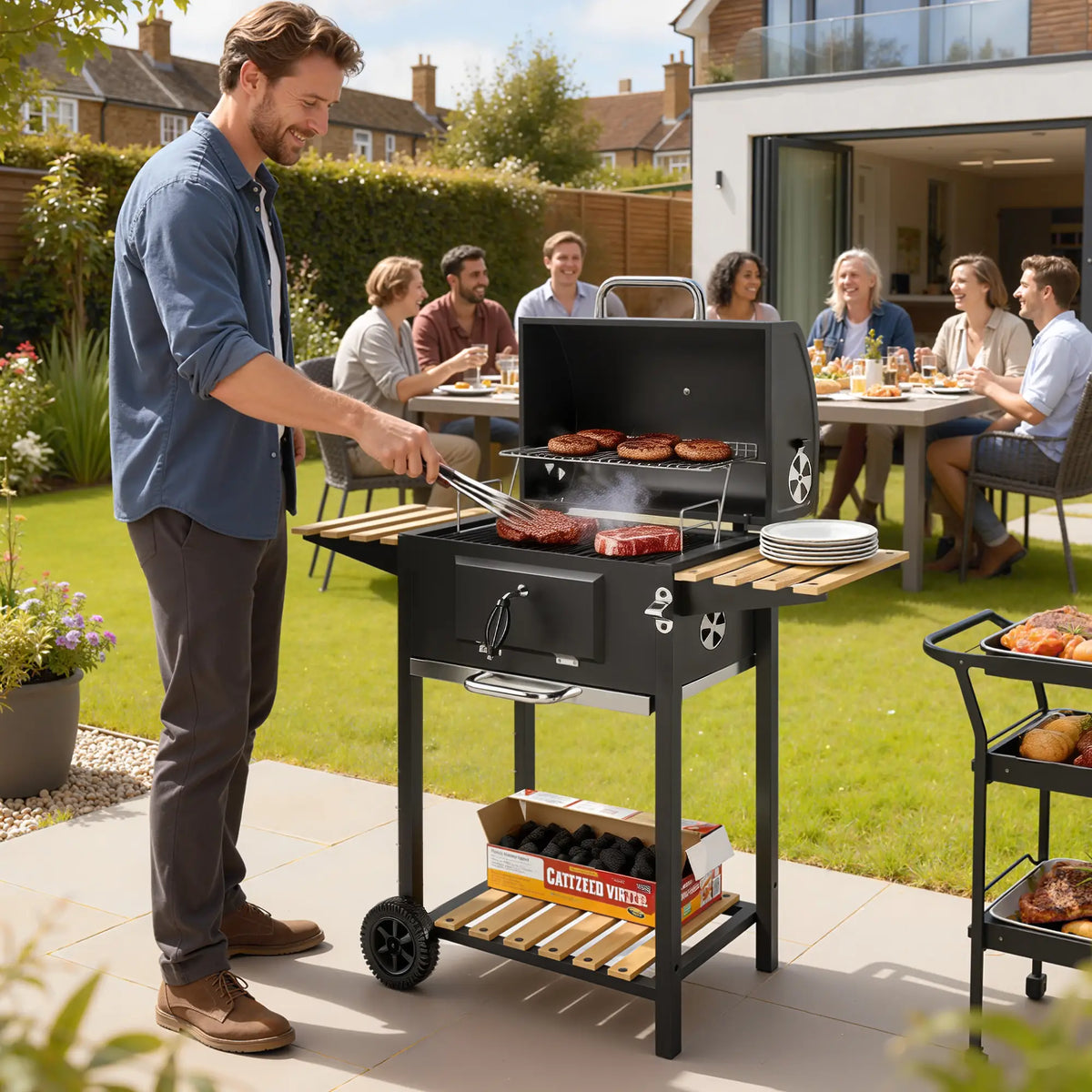 20" Charcoal BBQ Grill On Wheels, Adjustable Pan, Thermometer, Charcoal Charcoal BBQ Grils at Gallery Canada
