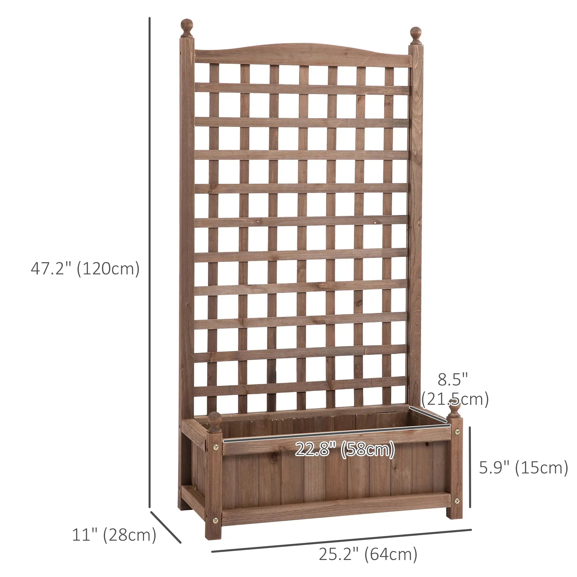 Raised Garden Bed with Trellis, Wood Planter Box, 25.2