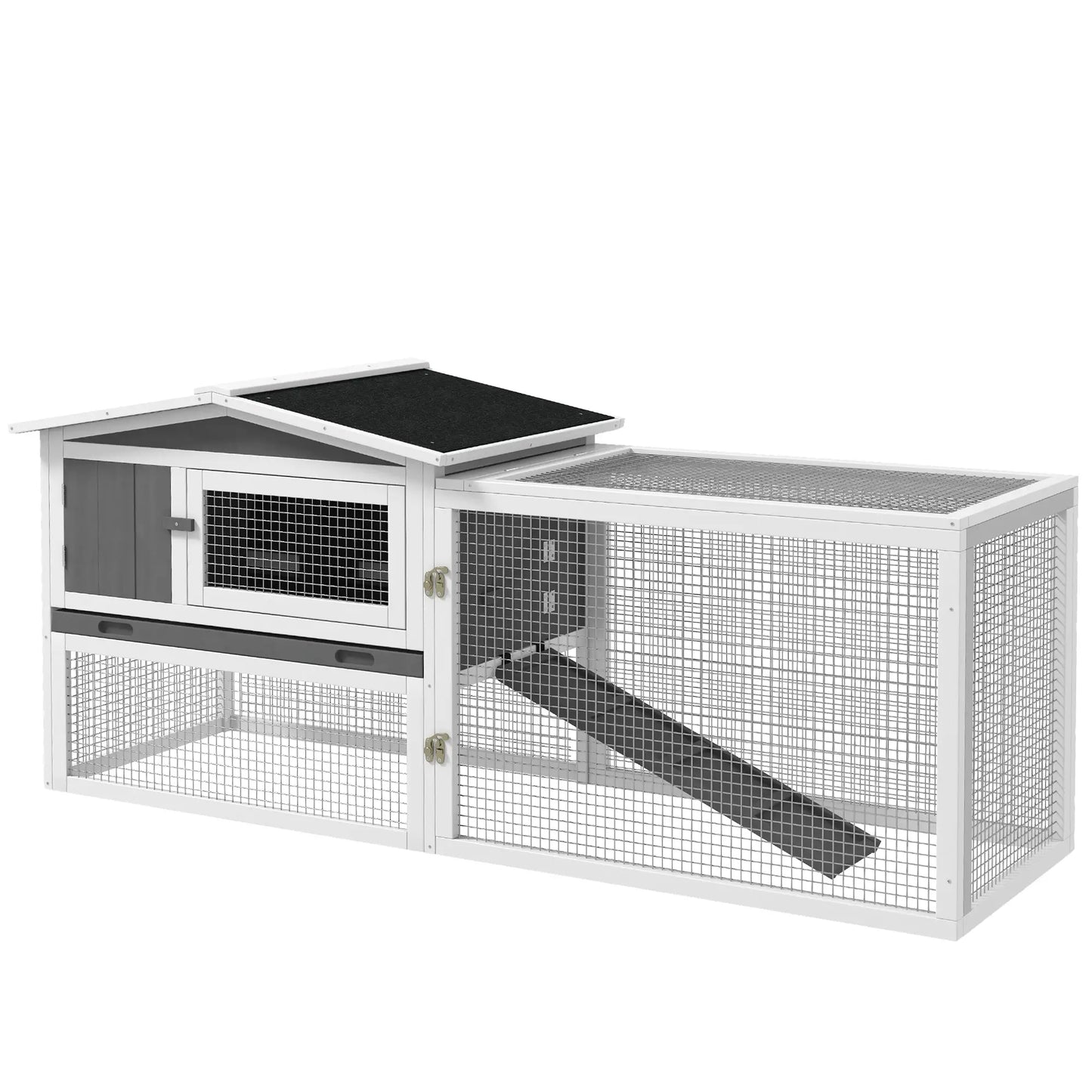 Wooden Rabbit Hutch, Guinea Pig House, Removable Tray, Openable Roof, Grey Rabbit Hutch at Gallery Canada