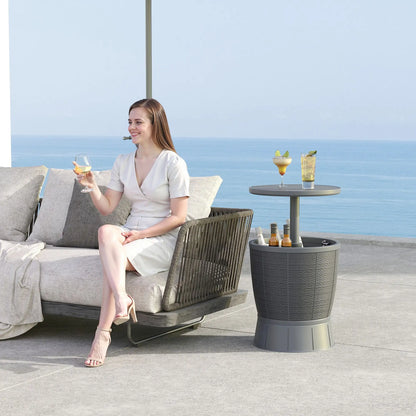 11 Gallon Patio Cooler Side Table, Adjustable Height, Drainage Plug, Grey Patio Side Tables at Gallery Canada