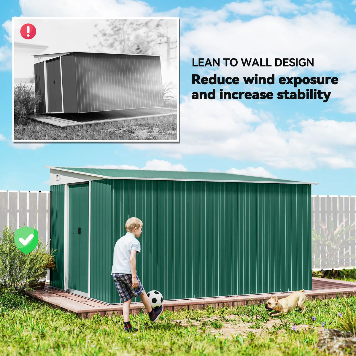 11' x 9' Steel Garden Storage Shed, Outdoor Metal Tool House, Green Sheds at Gallery Canada