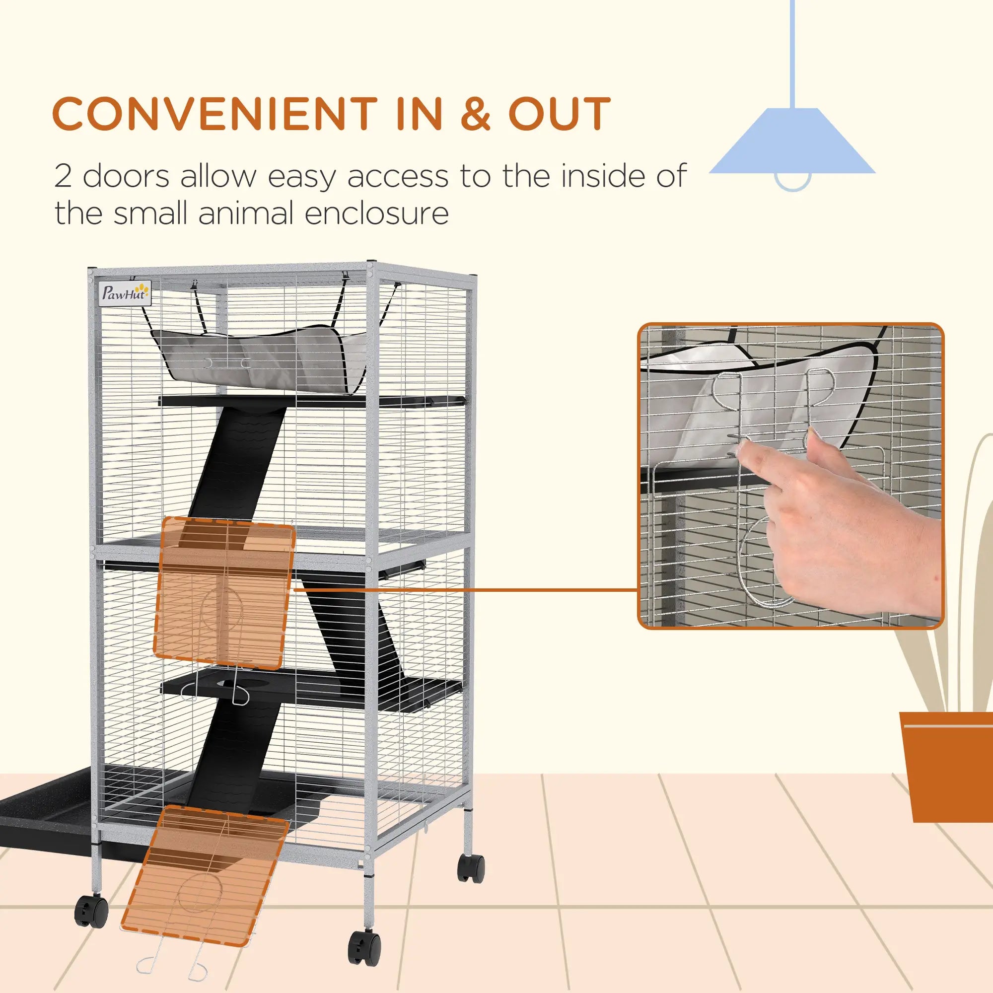 Steel Small Animal Cage, for Guinea Pig, Ferret, Light Grey Houses & Habitats at Gallery Canada
