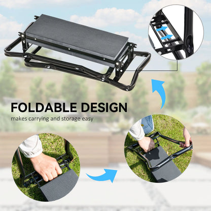 Foldable Garden Kneeler Seat, Thick EVA Foam Pad, Tool Pouch, Grey Garden Accessories at Gallery Canada