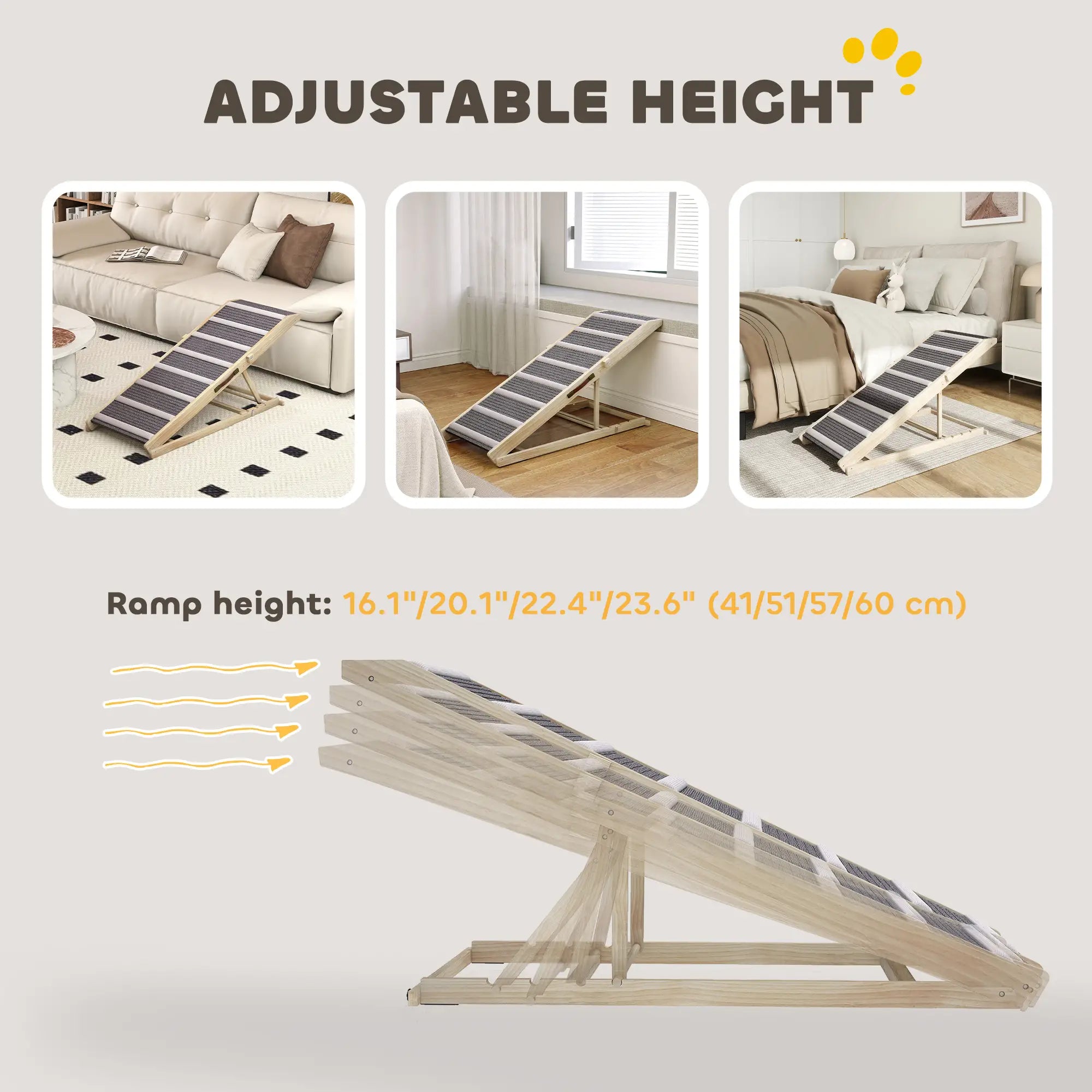 Foldable Dog Ramp For Couch, 4 Adjustable Height 16