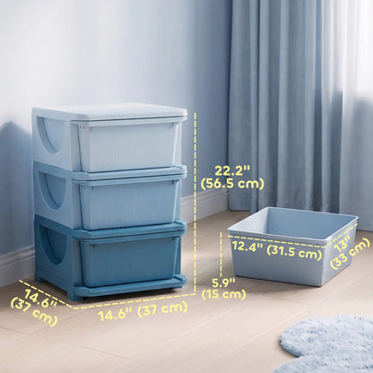 3 Tier Toy Organizer, 3 Plastic Drawers, Blue Baby & Kids Storage at Gallery Canada