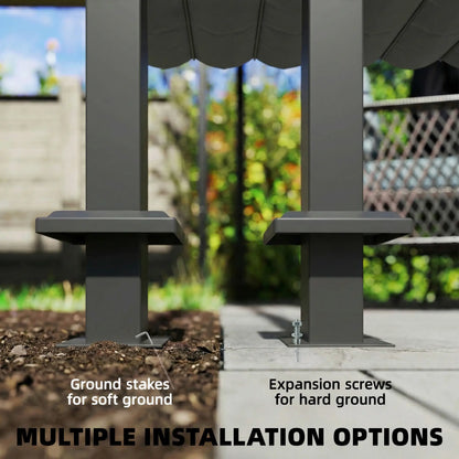 10' x 10' Retractable Pergola Canopy, Wall Mounted, Dark Grey Pergolas at Gallery Canada