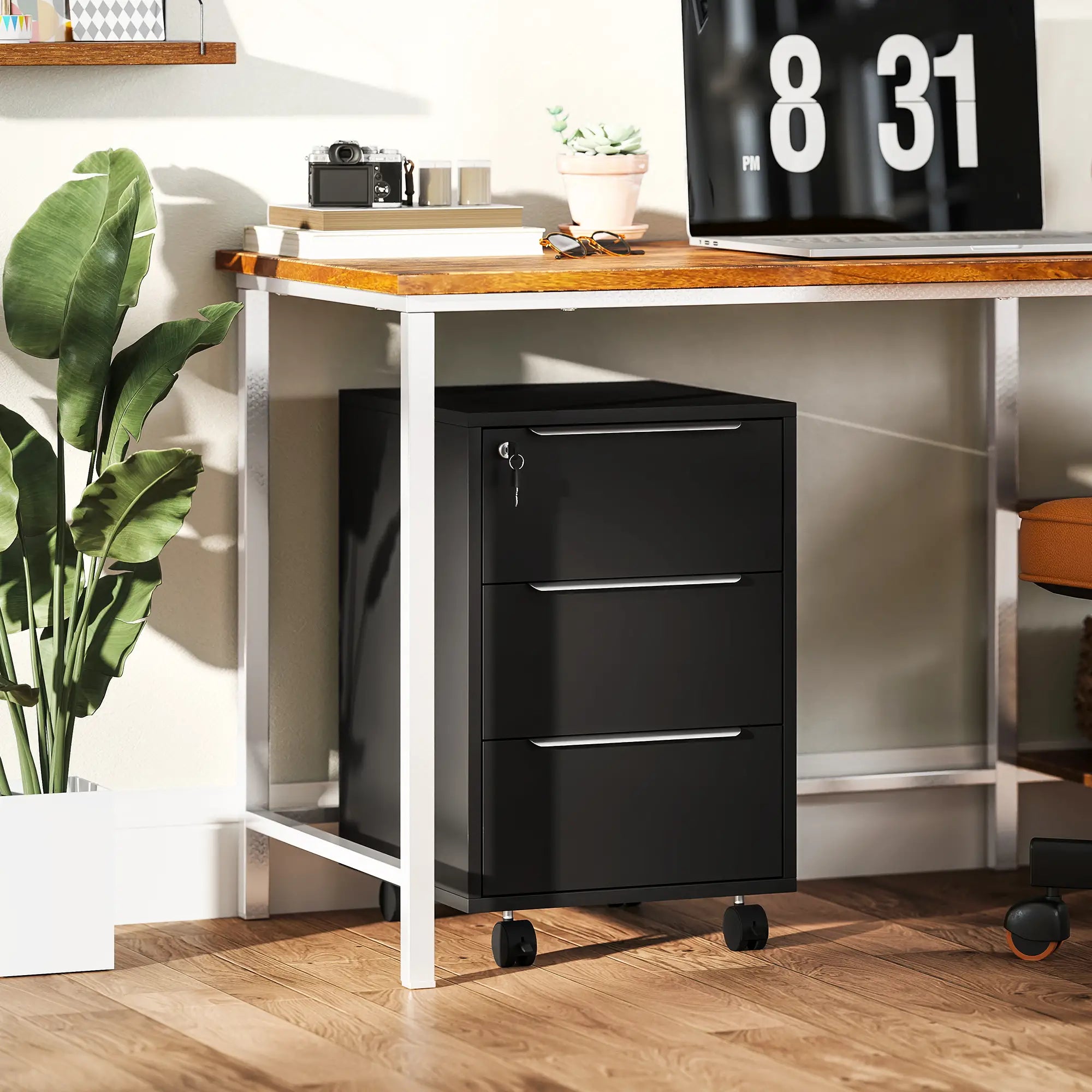 3-Drawer Vertical File Cabinet With Lock, Black Office Cabinets & Cupboards at Gallery Canada