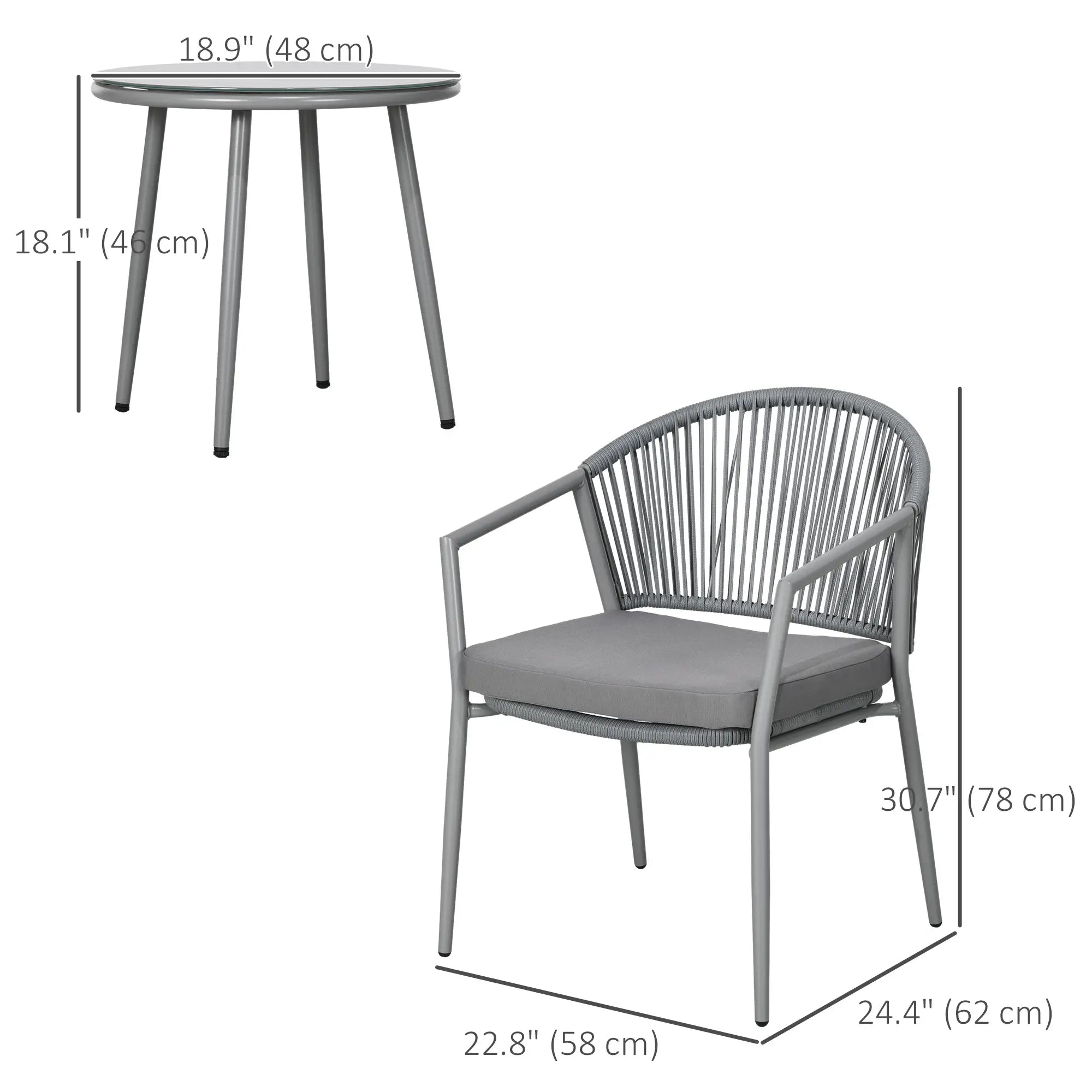3-Piece Rattan Bistro Set, 2 Armchairs And Coffee Table, Grey Patio Furniture Sets at Gallery Canada
