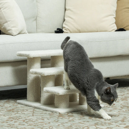 18" 3 Tier Pet Stairs, Dog Cat Step, Scratch Post, Beige Cat Trees at Gallery Canada