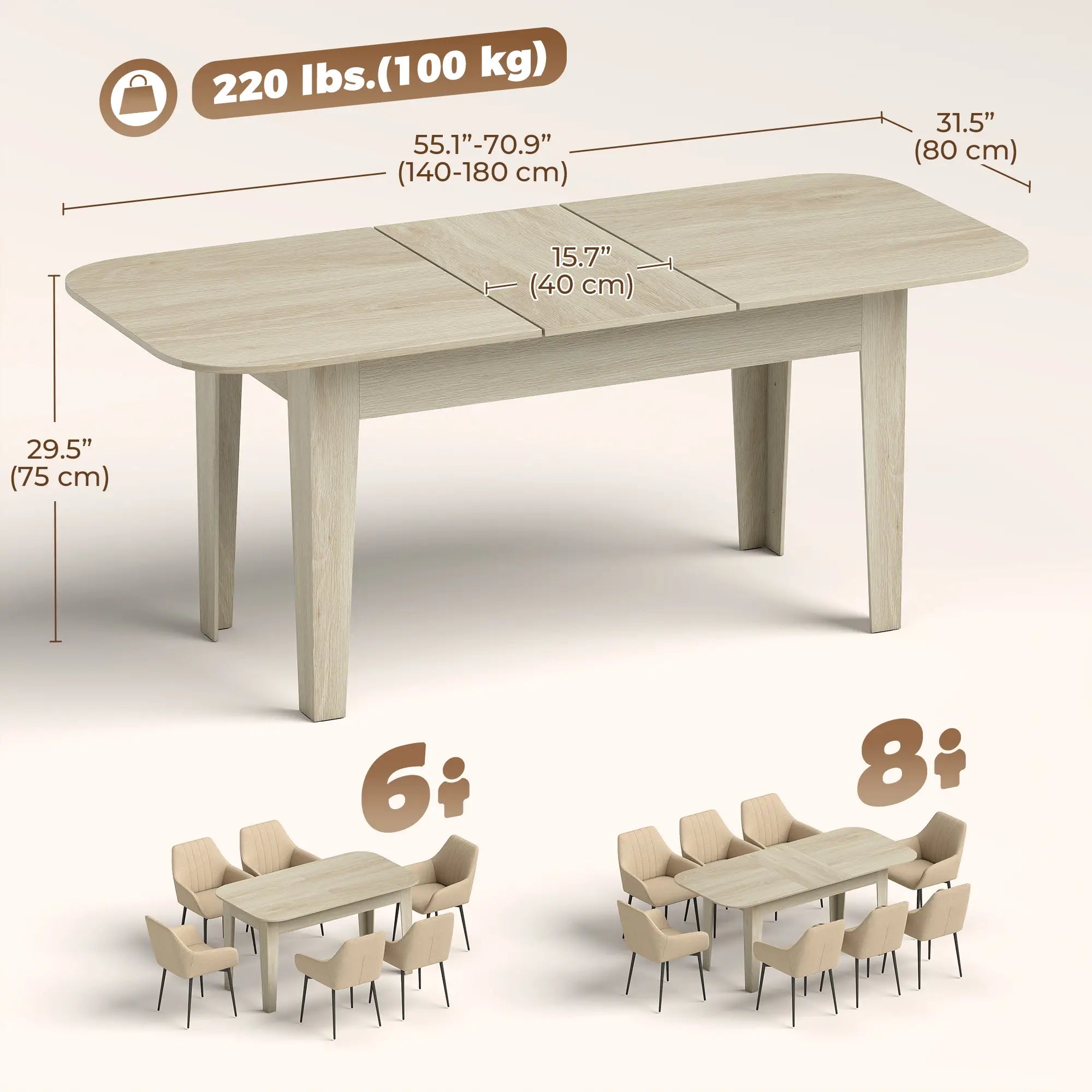 Extendable Oval Dining Table, 4-6, Oak Dining Tables at Gallery Canada
