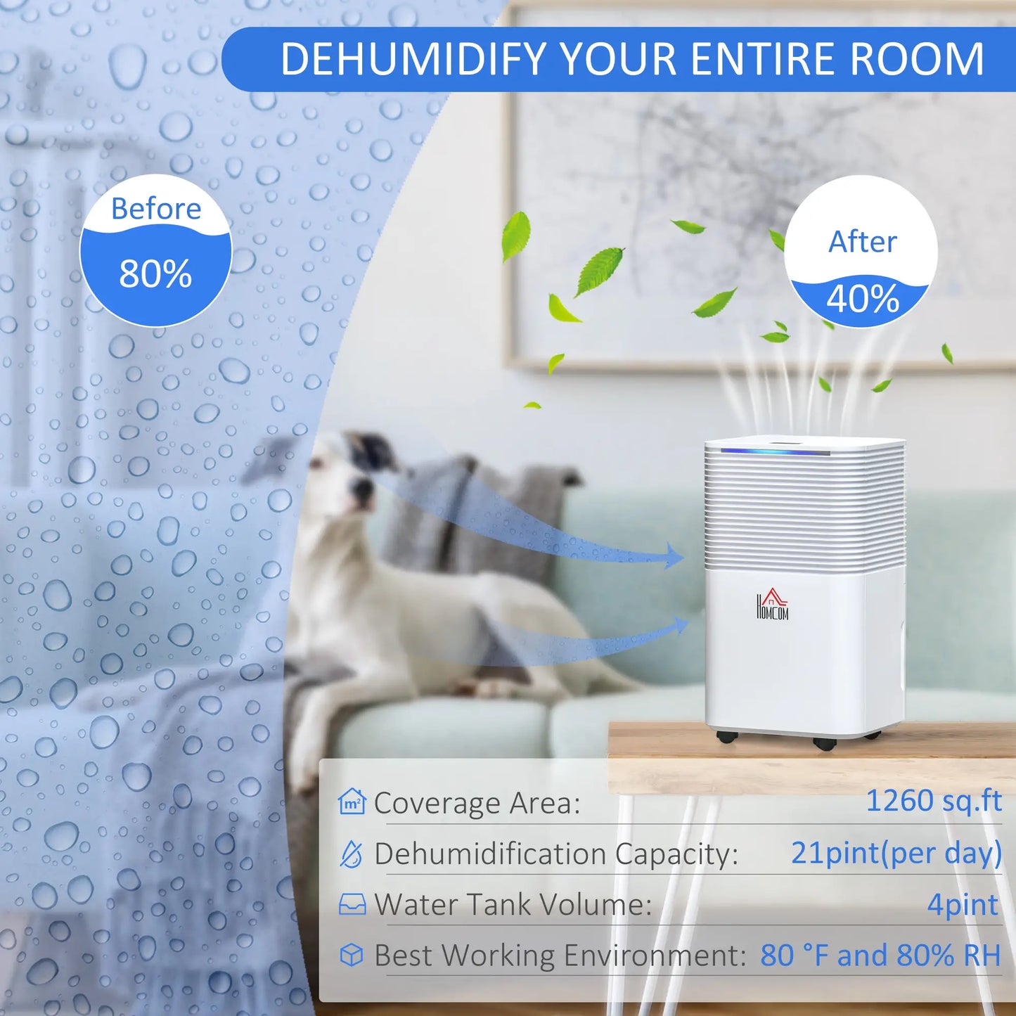 1260 sq.Ft Portable Quiet Dehumidifier, 21pt Electric Air De-Humidifier, 3 Modes Home Dehumidifiers at Gallery Canada